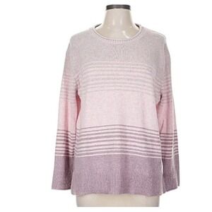 Ella Moss Womens Sweater‎ Striped Long Sleeve Crew Neck Blush Pink Size L NWT